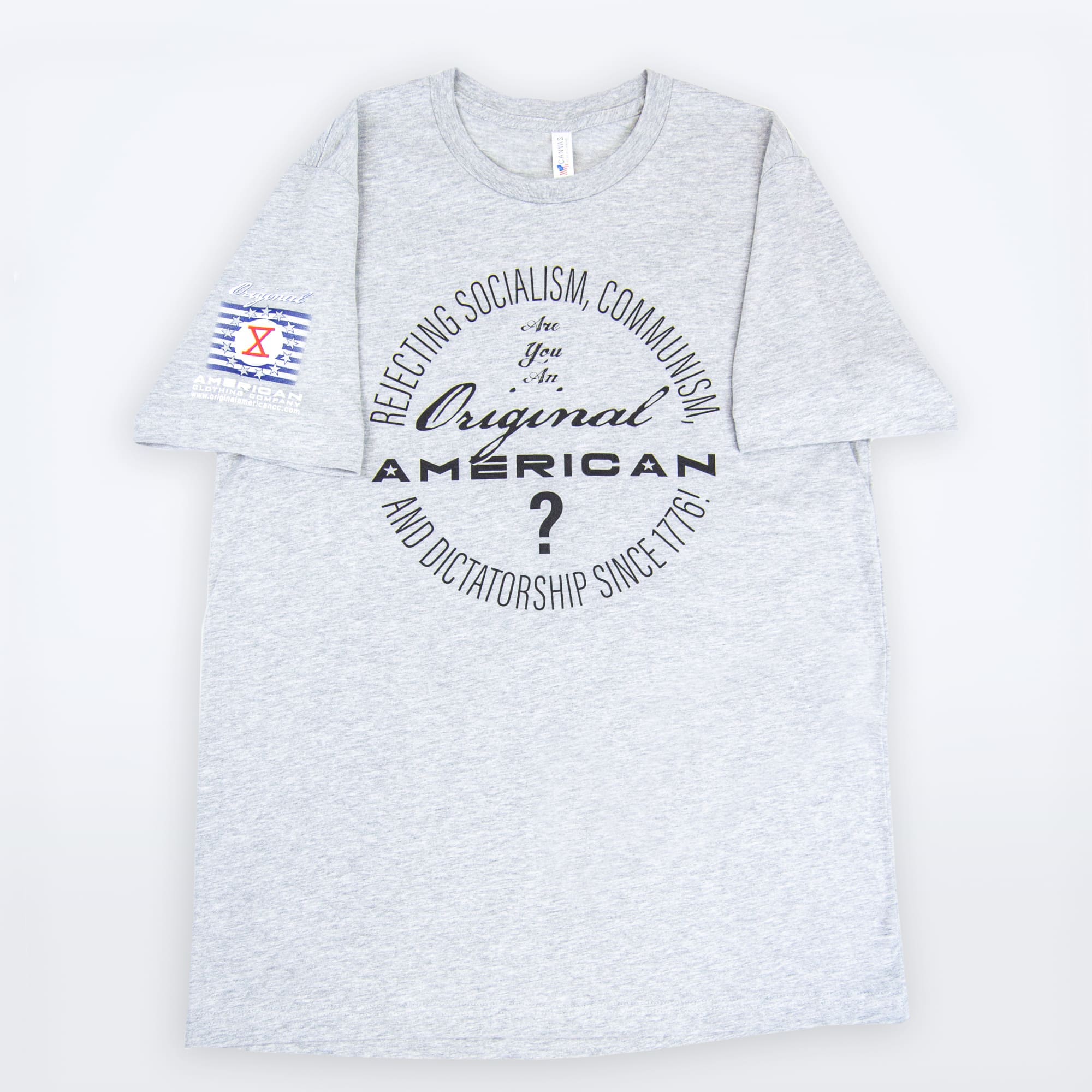 REJECTING SOCIALISM, COMMUNISM, AND DICTATORSHIPS gray front sleeve